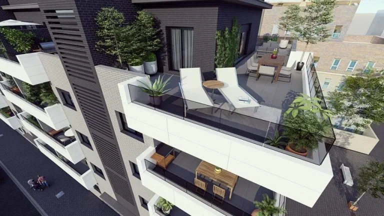 Render de la terraza del ático del Edificio Zaragoza