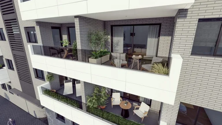 Render de la terraza intermedia del Edificio Zaragoza